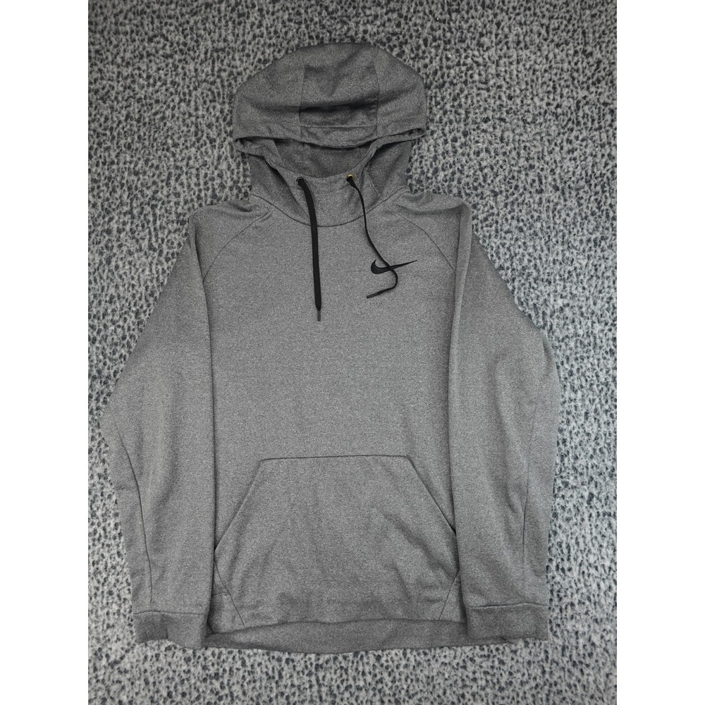 Nike Hoodie Mens Large Gray Therma-FIT Pullover Swoosh Sweatshirt 800189-071